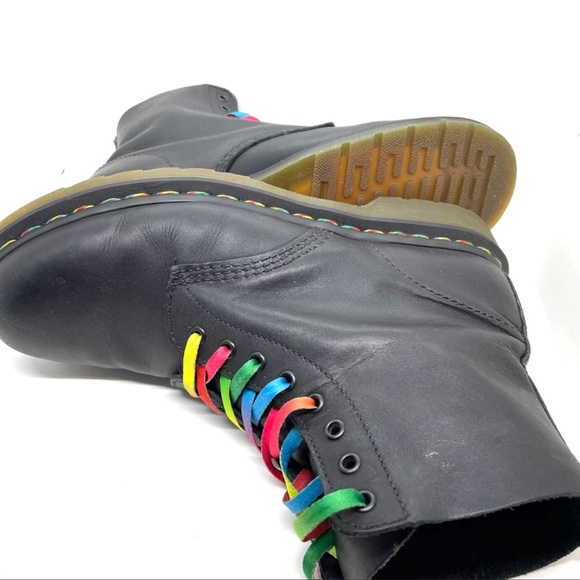 Dr. Martens Pascal Rainbow Combat Boots Style 1460 Lace Up Boots - Picture 3 of 11